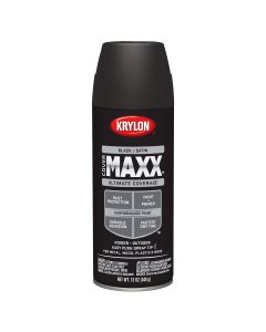 Krylon Covermaxx Paint+Primer; Satin Black; 12 oz. Aerosol