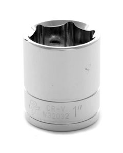 Chrome Socket, 1/2" Drive, 1", 6 Point, Shallow