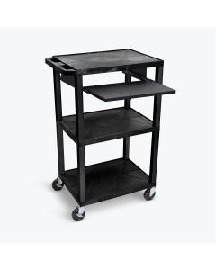 AV Cart, 3-Shelves w/ Pullout Top Shelf (300 lb. Capacity)