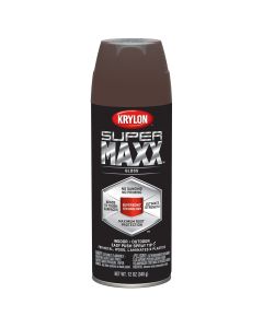 Krylon Supermaxx Paint+Primer; Gloss Leather Brown; 12 oz. Aerosol