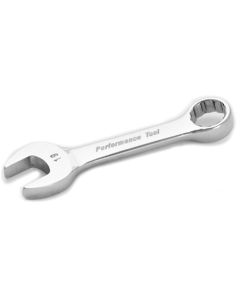 Stubby Chrome Combination Wrench, 19mm, with 12 Point Box End, Fully Polished, 5-1/2" Long
