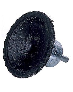 Encapsulated Flared Wire End Brush, 2" Diameter, .020 Wire Size, 1/4" Round Stem, 20,000 RPM Max