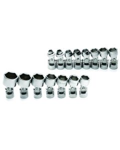 15 pc. 3/8" Drive 6-Point Flex Metric Chrome Socket Set
