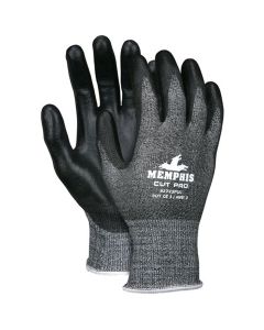 MCR Safety Cut Pro 13 Gauge HyperMax, Shell Black PU Coated Palm and Fingertips