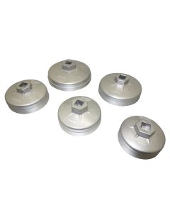 5-pc 1/2" Drive 15-Flute Oil Filter Cap Wrench Set