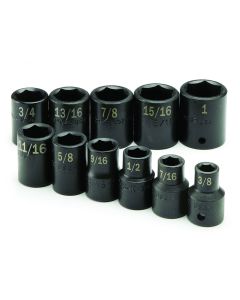 11 pc. 1/2" Drive 6-Point Std Fract SAE Impact Socket Set