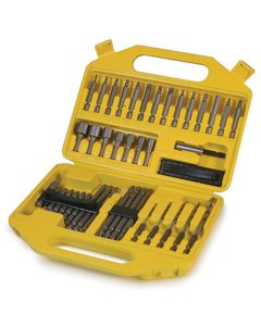 Power Bit Set, 45 Piece, Nut Drivers, Screwdrivers, Hex Shank Drills, 1/4" Adapter, Extension, Case