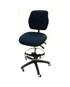 Workbench Chair, Upholstered-Blue, Deluxe Control