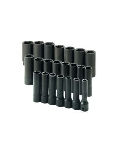 22 Piece 1/2" Drive 6 Point Metric Deep Impact Socket Set