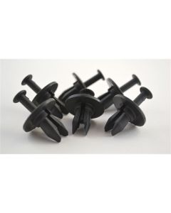 Black Nylon GM Push-type Fascia Retainers, Head Diameter: 1" (25/Bag)