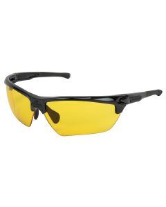 Dominator, DM3 Series Amber Yellow MAX6, Lenses - Anti-Fog Safety Glasses Black Frame Color w/ Black Temples Adjustable Wire Core Temples and Nose Piece