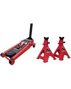INT300T-SP3 image(0) - 3 TON HEAVY DUTY LOW PROFILE FLOOR JACK W/ STANDS