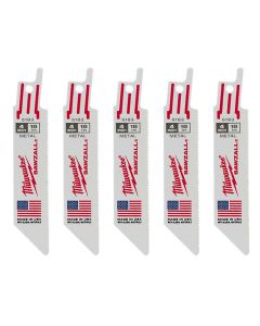 MLW48-00-5183 image(0) - 5-PK OF 4" 18 TPI MEDIUM METAL CUTTING SAWZALL RECIP SAW BLADES