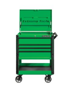 33 4-Drawer Deluxe Tool Cart w/Bumpers, Green w/Black Quick Release-Drawer Pulls