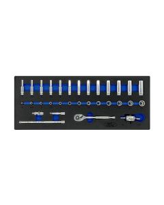 31Pc 1/4" Dr Met 6 Pt Std & Dp Socket Set FORD