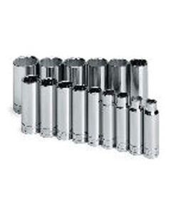15 pc. 1/2" Drive 6-Point Deep Fract SAE Chrome Socket Set