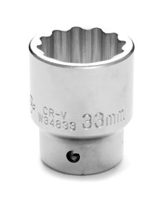 Chrome Socket, 3/4 Drive, 33mm, 12 Point, Shallow