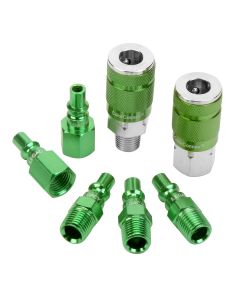ColorConnex Coupler and Plug Kit, Type B, 1/4" NPT, 1/4" Body, Green, 7-Piece