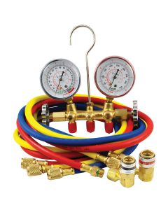 Mountain R134A Brass Manifold Gauge Set with Couplers