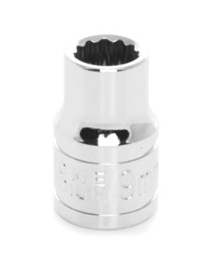 Chrome Socket, 3/8" Drive, 9mm, 12 Point, Shallow