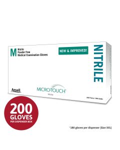 MICRO-TOUCH Nitrile Disposable Gloves Non-Latex Multi-Purpose, Powder Free Nitrile Exam Glove for Healthcare, Cleaning, Veterinary or Laboratory Settings, Blue, Size Medium , Box of 200 units