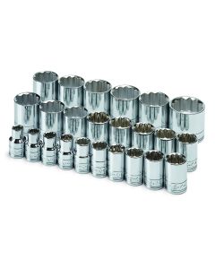 24 pc. 1/2" Drive 12-Point Std Metric Chrome Socket Set