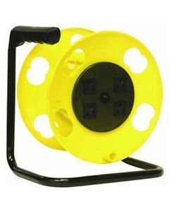 Bayco Extension Cord Storage Reel, Polarized Plug w/ Four Grounded Outlets, 15 Amp Circuit Breaker