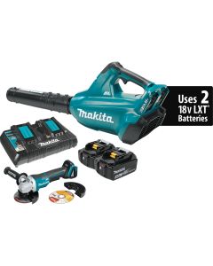 Makita 18V X2 (36V) LXT Li-Ion Brushless Cordless Blower Kit (5.0 Ah) and Brushless Angle Grinder
