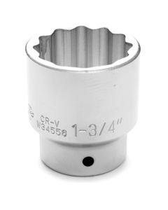 Chrome Socket, 3/4 Drive, 1-3/4", 12 Point, Shallow