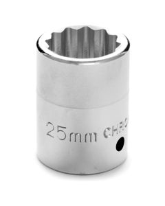 Chrome Socket, 3/4 Drive, 25mm, 12 Point, Shallow