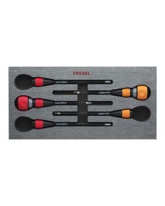 Vessel Tools 2-Piece Ball Ratchet Screwdriver, Replacable 3-pc Blade