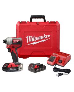 Milwaukee M18 Compact Brushless 1/4 in. Hex Impact Driver w/ (2) Batteries Kit
