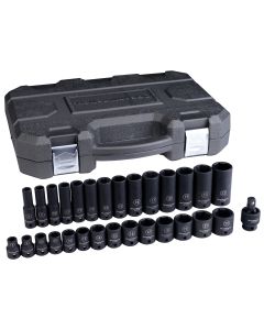 29 Piece 3/8" Drive 6 Point Metric Standard/Deep Impact Socket Set
