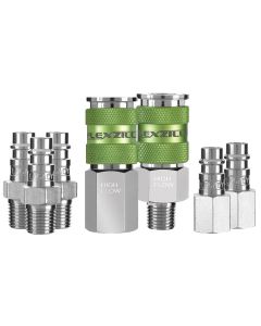 Flexzilla Pro High Flow Coupler and Plug Kit, 1/4" NPT, 1/4" Body, 7-Piece