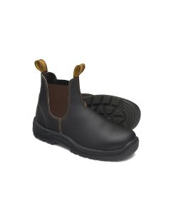 BLU172-130 image(0) - Blundstone 172 Steel Toe Elastic Side Slip-On Boots, Kick Guard, Water Resistant, Stout Brown