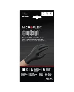 10 Pack MidKnight Black Powder-Free Nitrile Examination Gloves, Size L