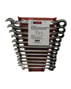 KTI45601 image(0) - 12 pc Rev. Ratcheting Metric Wrench Set 8-19mm