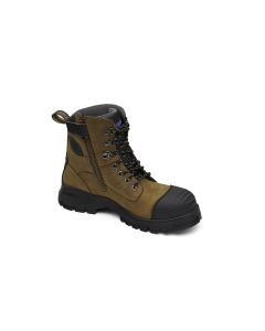 BLU983-105 image(0) - Blundstone 983 Steel Toe Lace Up Side Zip, Water Resistant, Bump Cap, Puncture Resistant Insole, Crazy Horse Brown