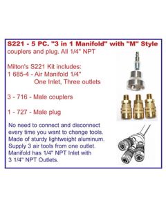 5 pc. "M" Style 3 in 1 Manifold Kit