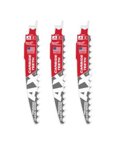 MLW48-00-5331 image(0) - 6" 3 TPI The AX™ with Carbide Teeth for Pruning & Clean Wood SAWZALL® Blade 3PK