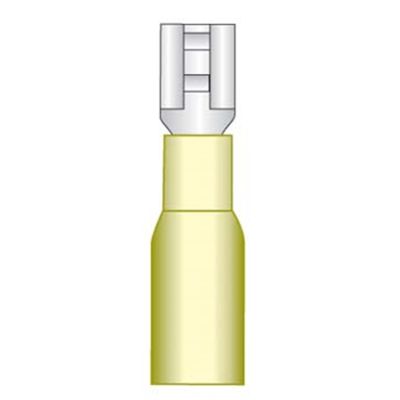 1/4" Heat Shrink Yellow Female Quick Disconnect (12-10) (100/Bag)