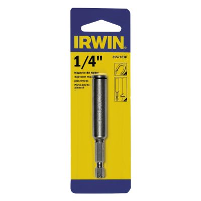 Magnetic Insert Bit Holder, for 1/4" Bits, 1/4" Hex Shank with Groove, 3" Long, Carded