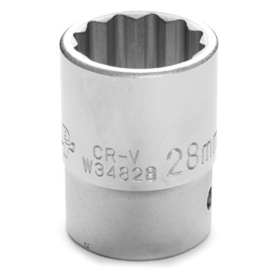 Chrome Socket, 3/4 Drive, 28mm, 12 Point, Shallow
