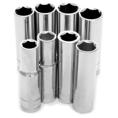 Chrome Socket Set, 1/2" Drive, 8 Piece, 12mm to 19mm, 6 Point, Deep