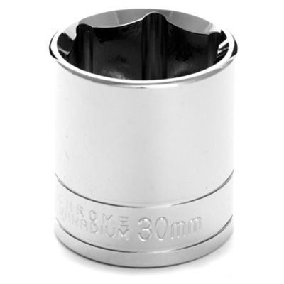Chrome Socket, 1/2" Drive, 30mm, 6 Point, Shallow