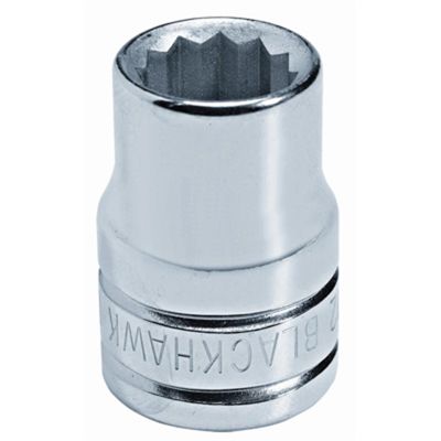 Chrome Socket, 3/8 in. Drive, 3/8 in., 12-Point, Shallow