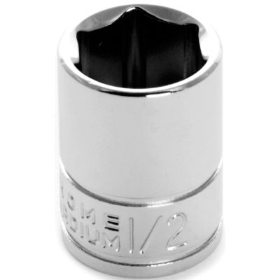 Chrome Socket, 1/4" Drive, 1/2", 6 Point, Shallow