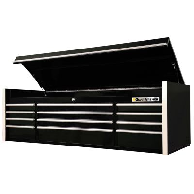 72" 12-Drawer Top Chest, Black-Chrome Handles