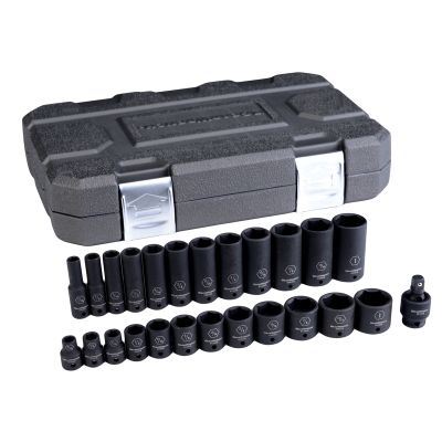 25-Piece 3/8" Drive 6 Point SAE Standard/Deep Impact Socket Set
