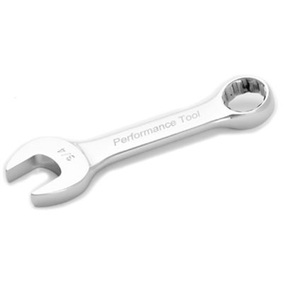 Stubby Chrome Combination Wrench, 3/4", with 12 Point Box End, Fully Polished, 5-1/2" Long